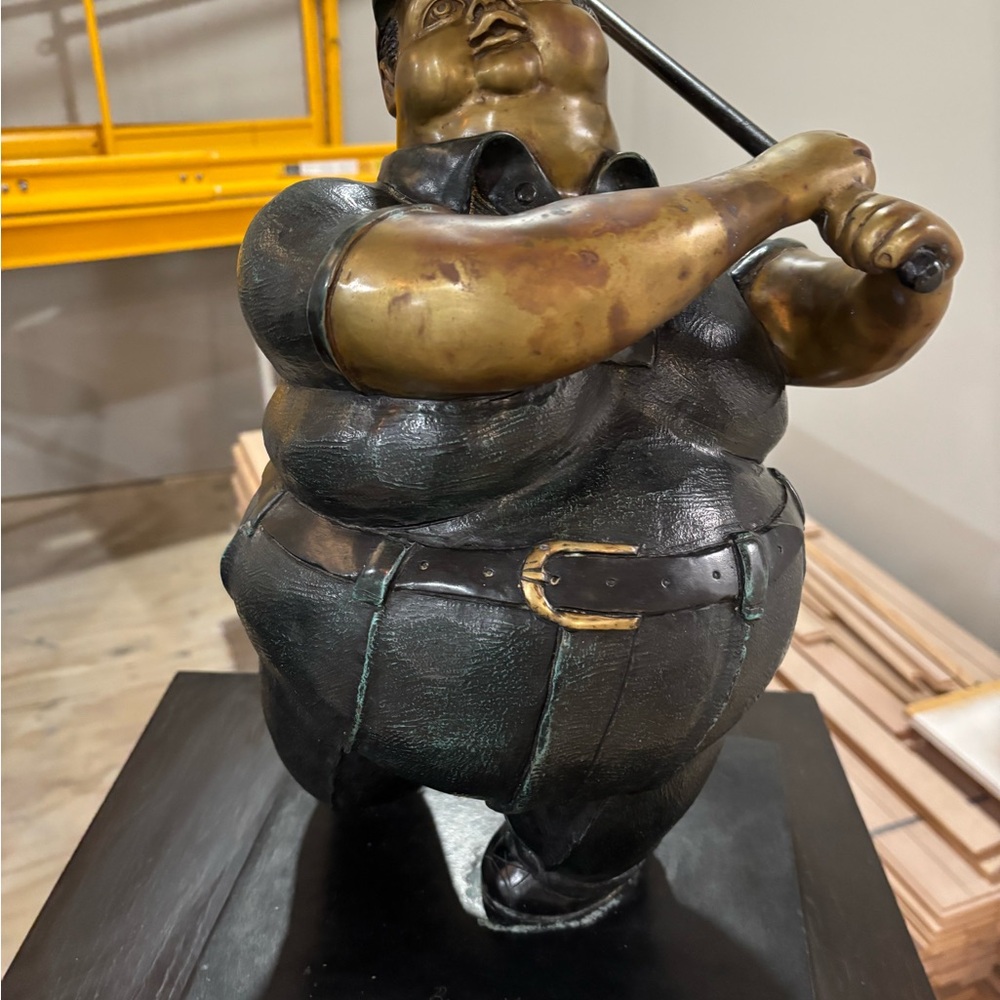Bronze and Black Golfer Figurine